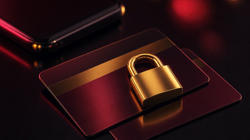 Tarjetas sin números con un candado dorado encima
