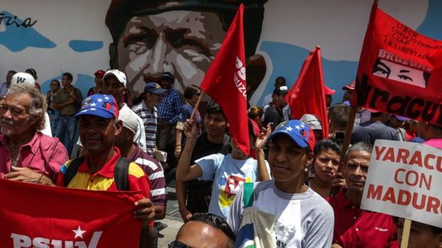 Marcha a favor de Nicolás Maduro en Venezuela